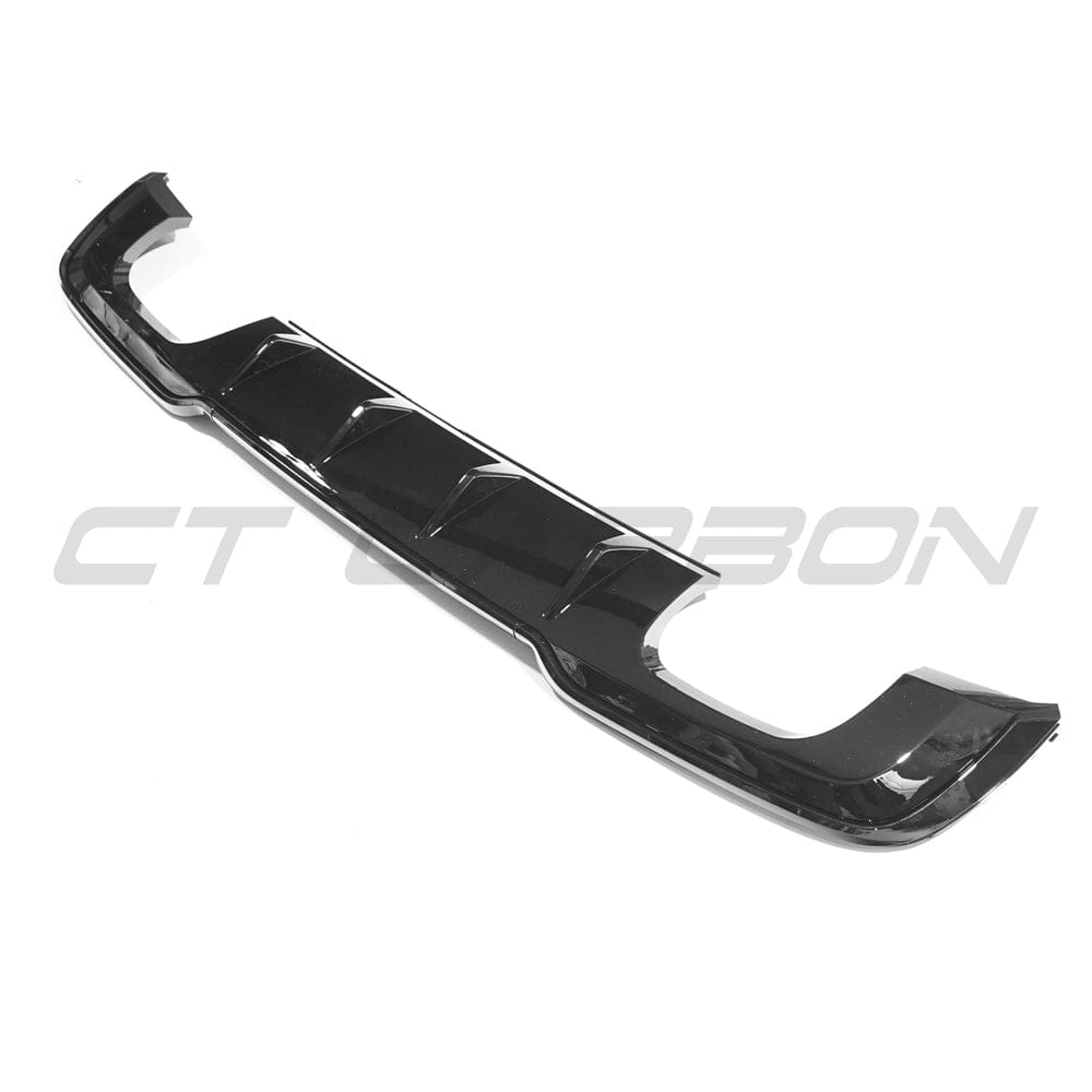 Audi A3 8V S-Line & S3 8V Sportback 5dr Facelift Rear Diffuser/Valance/Splitter - Gloss Piano Black Quad Exhaust Lower Bumper Insert Rear Skirt/Lip Trim (2016-2020)