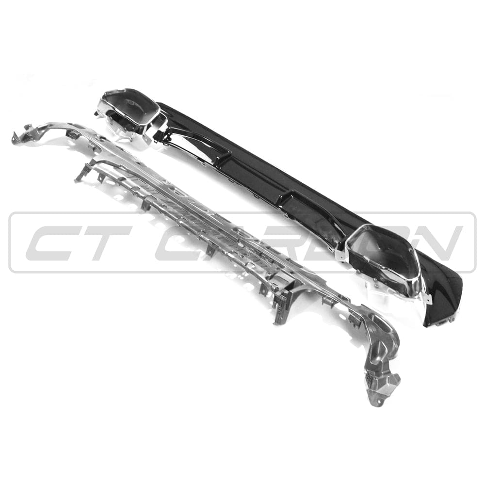 BMW 4 Series G22/G23 2020+ Rear Diffuser & Exhaust Tips - Gloss Piano Black MP/M Performance Style Rear Valance, Bumper Insert/Lower Bumper Trim, Rear Apron, Splitter - 440i Style Tailpipe Trims (Coupe/Convertible)