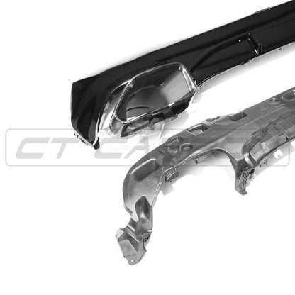 BMW 4 Series G22/G23 2020+ Rear Diffuser & Exhaust Tips - Gloss Piano Black MP/M Performance Style Rear Valance, Bumper Insert/Lower Bumper Trim, Rear Apron, Splitter - 440i Style Tailpipe Trims (Coupe/Convertible)