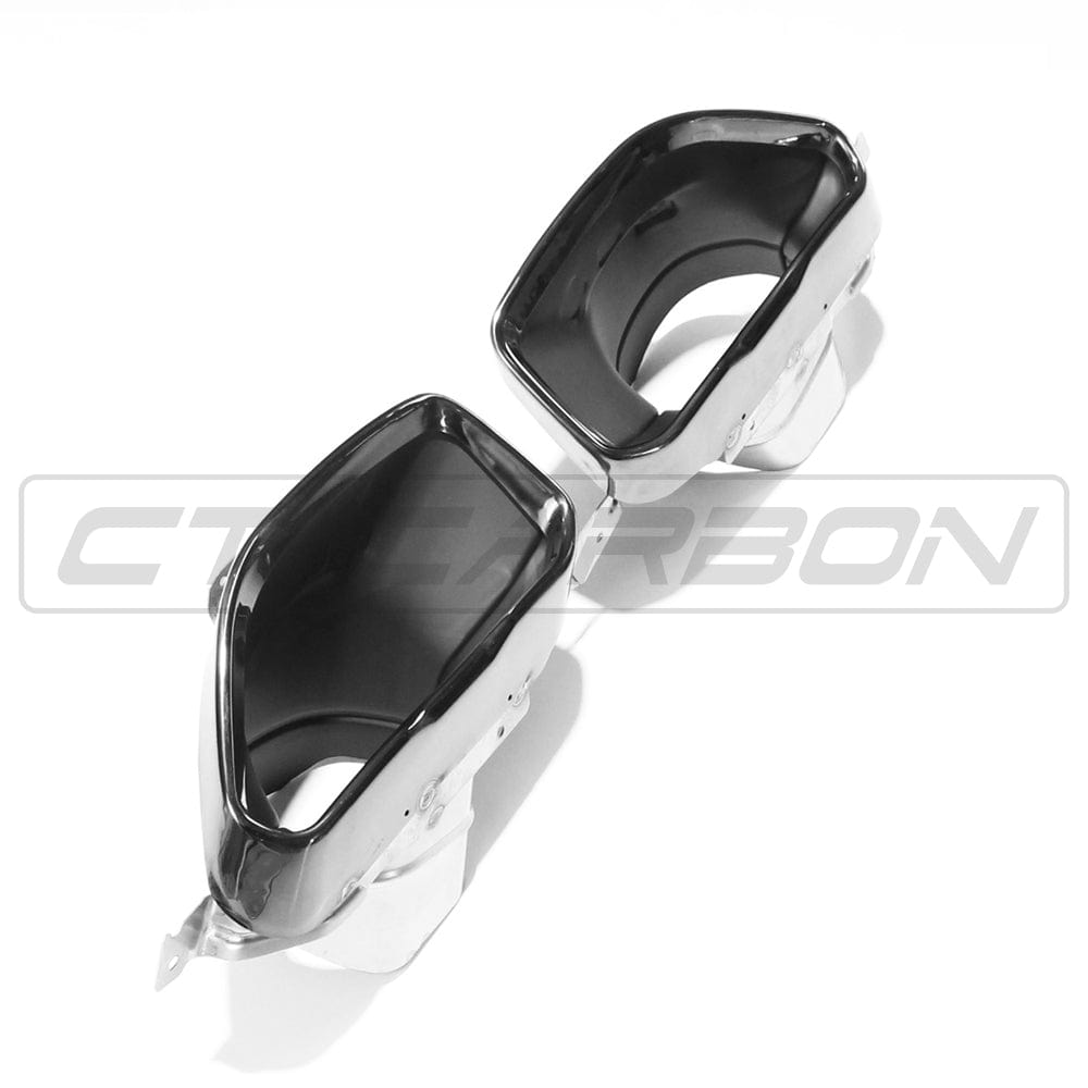 BMW 4 Series G22/G23 2020+ Rear Diffuser & Exhaust Tips - Gloss Piano Black MP/M Performance Style Rear Valance, Bumper Insert/Lower Bumper Trim, Rear Apron, Splitter - 440i Style Tailpipe Trims (Coupe/Convertible)