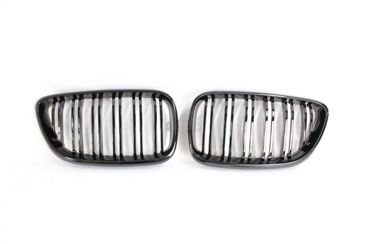 CT Carbon BMW M2 F87 (2015-2018) & 2 Series F22 (2014-2020) Twin/Double Slat Black/Blackout Kidney Grilles/Grills – Front Bumper Radiator Grille Set | OEM-Style Direct Replacement | ABS Pair