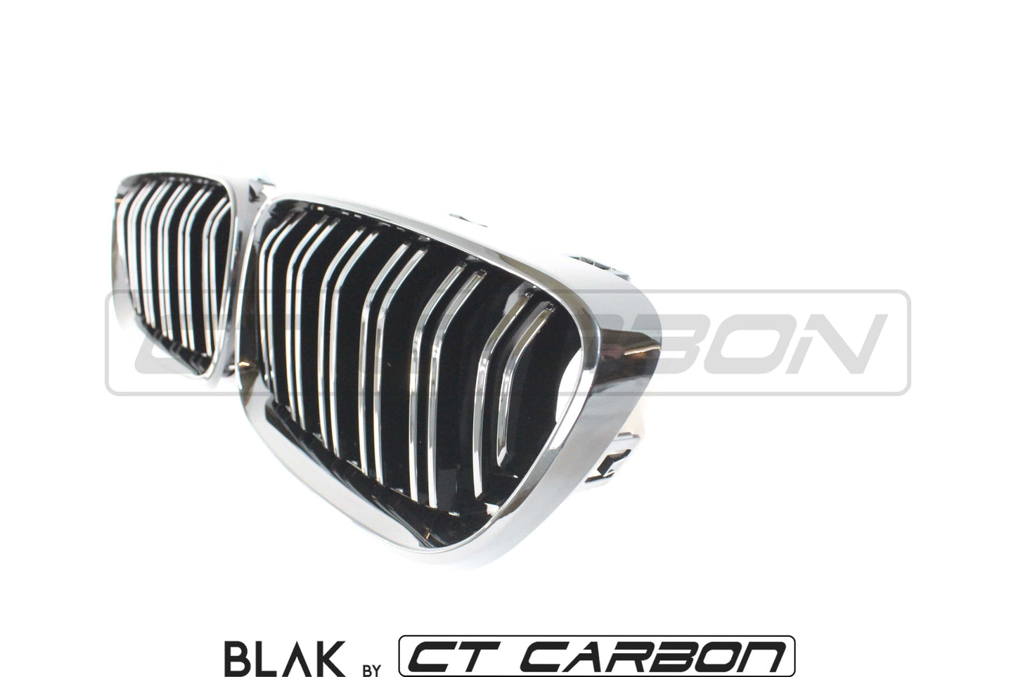 CT Carbon BMW M2 F87 (2015-2018) & 2 Series F22 (2014-2020) Twin/Double Slat Black/Blackout Kidney Grilles/Grills – Front Bumper Radiator Grille Set | OEM-Style Direct Replacement | ABS Pair