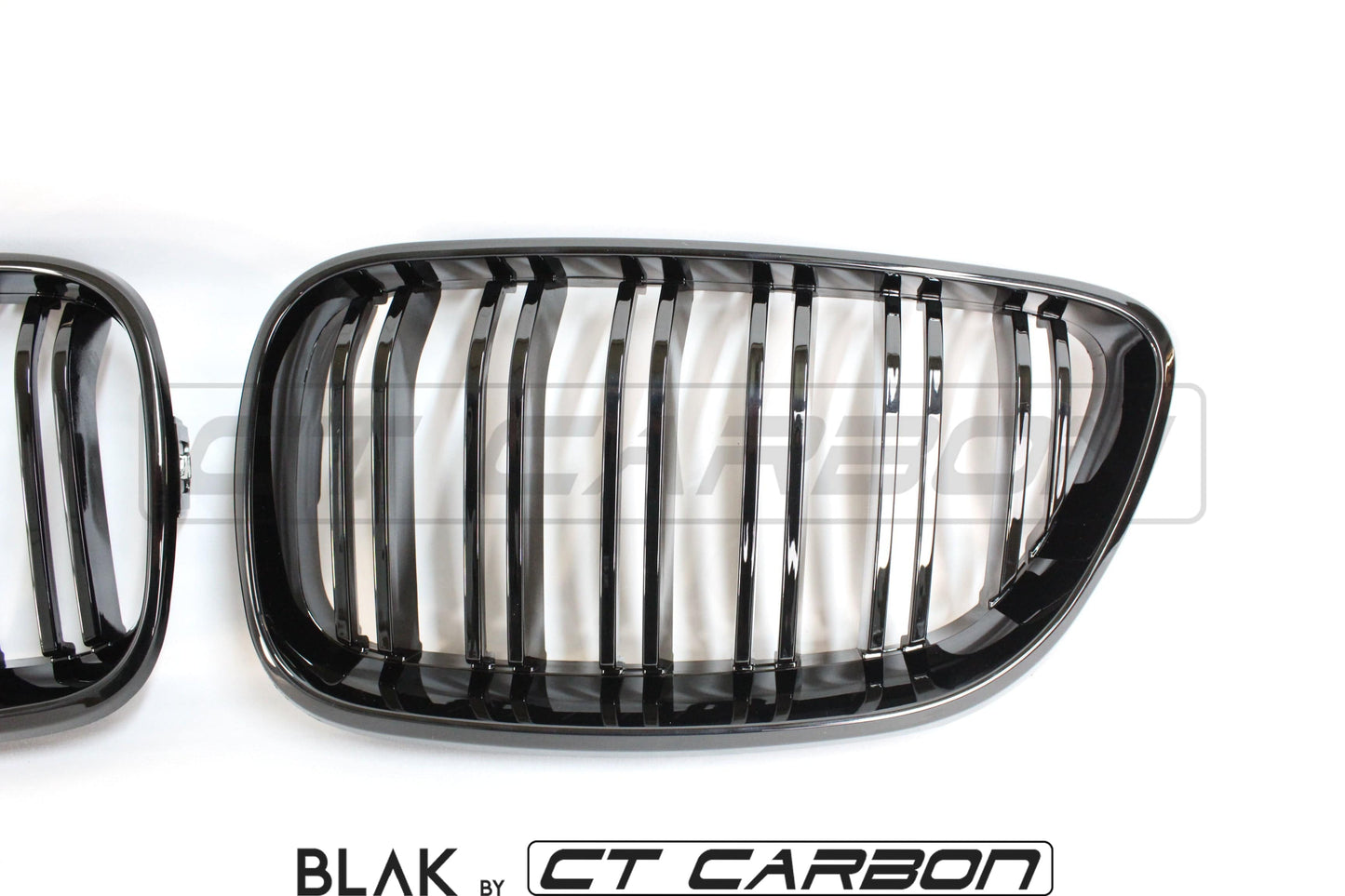 CT Carbon BMW M2 F87 (2015-2018) & 2 Series F22 (2014-2020) Twin/Double Slat Black/Blackout Kidney Grilles/Grills – Front Bumper Radiator Grille Set | OEM-Style Direct Replacement | ABS Pair