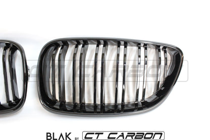 CT Carbon BMW M2 F87 (2015-2018) & 2 Series F22 (2014-2020) Twin/Double Slat Black/Blackout Kidney Grilles/Grills – Front Bumper Radiator Grille Set | OEM-Style Direct Replacement | ABS Pair