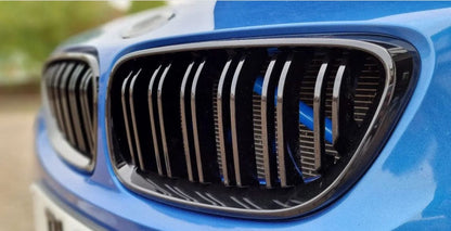 CT Carbon BMW M2 F87 (2015-2018) & 2 Series F22 (2014-2020) Twin/Double Slat Black/Blackout Kidney Grilles/Grills – Front Bumper Radiator Grille Set | OEM-Style Direct Replacement | ABS Pair