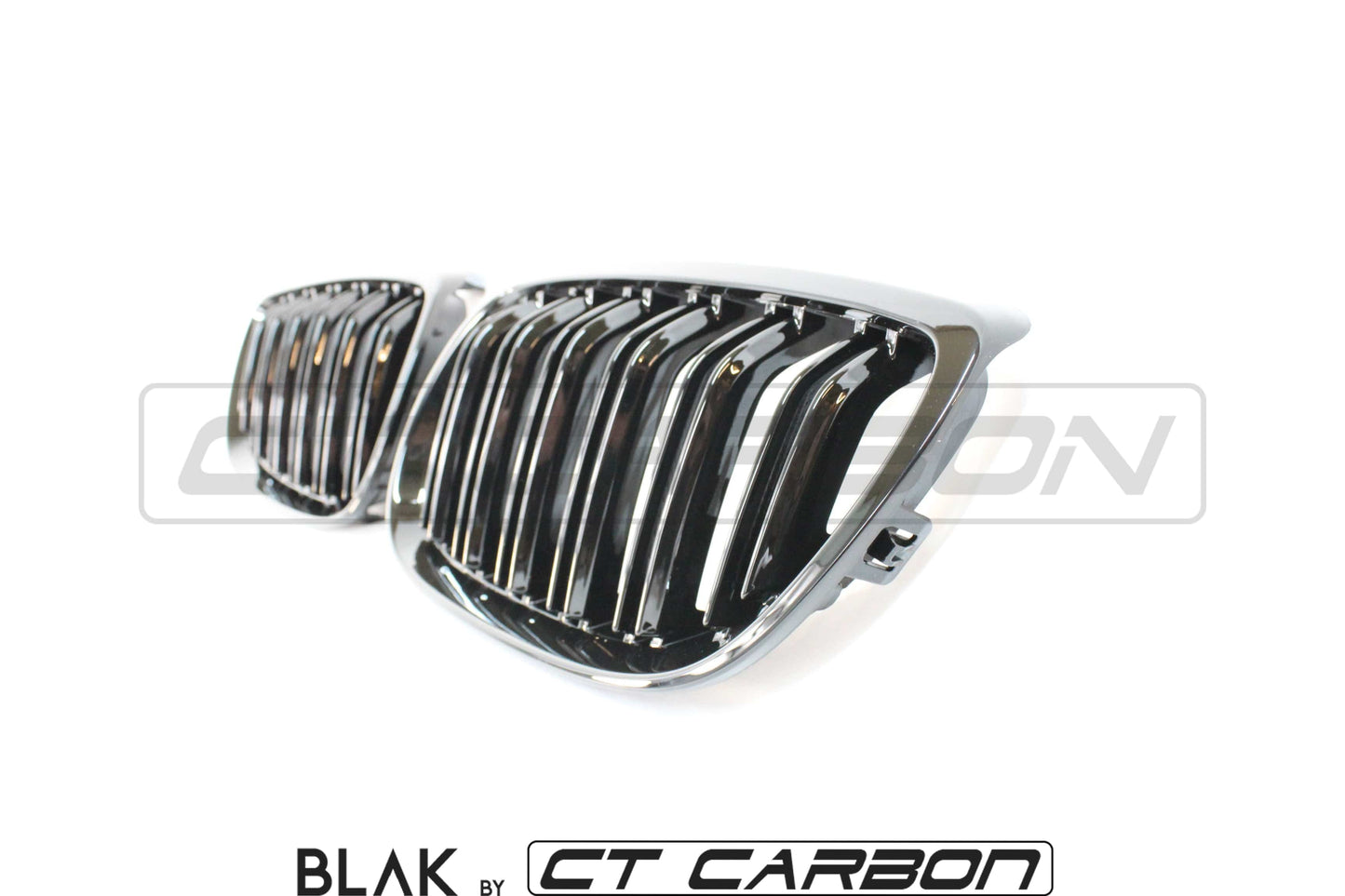 BMW 3 Series E92/E93 (E9X) & M3 E92/E93 Front Kidney Grilles/Grills Twin/Double Slat Black Shadowline De-Chrome Replacement (ABS) 2006-2013, Coupe & Convertible – BLAK by CT Carbon