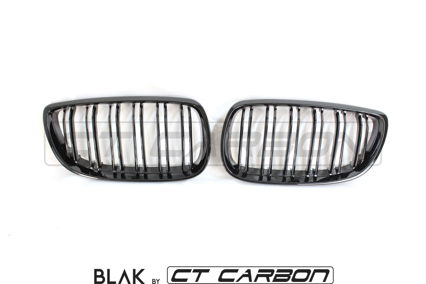 BMW 3 Series E92/E93 & M3 E92/E93 Black Twin/Double Slat Kidney Grilles (Front Grill Replacement) – ABS Blackout Shadowline Style – Coupe/Convertible 2006-2013 – Pair Set – BLAK by CT Carbon