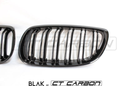 BMW 3 Series E92/E93 & M3 E92/E93 Black Twin/Double Slat Kidney Grilles (Front Grill Replacement) – ABS Blackout Shadowline Style – Coupe/Convertible 2006-2013 – Pair Set – BLAK by CT Carbon