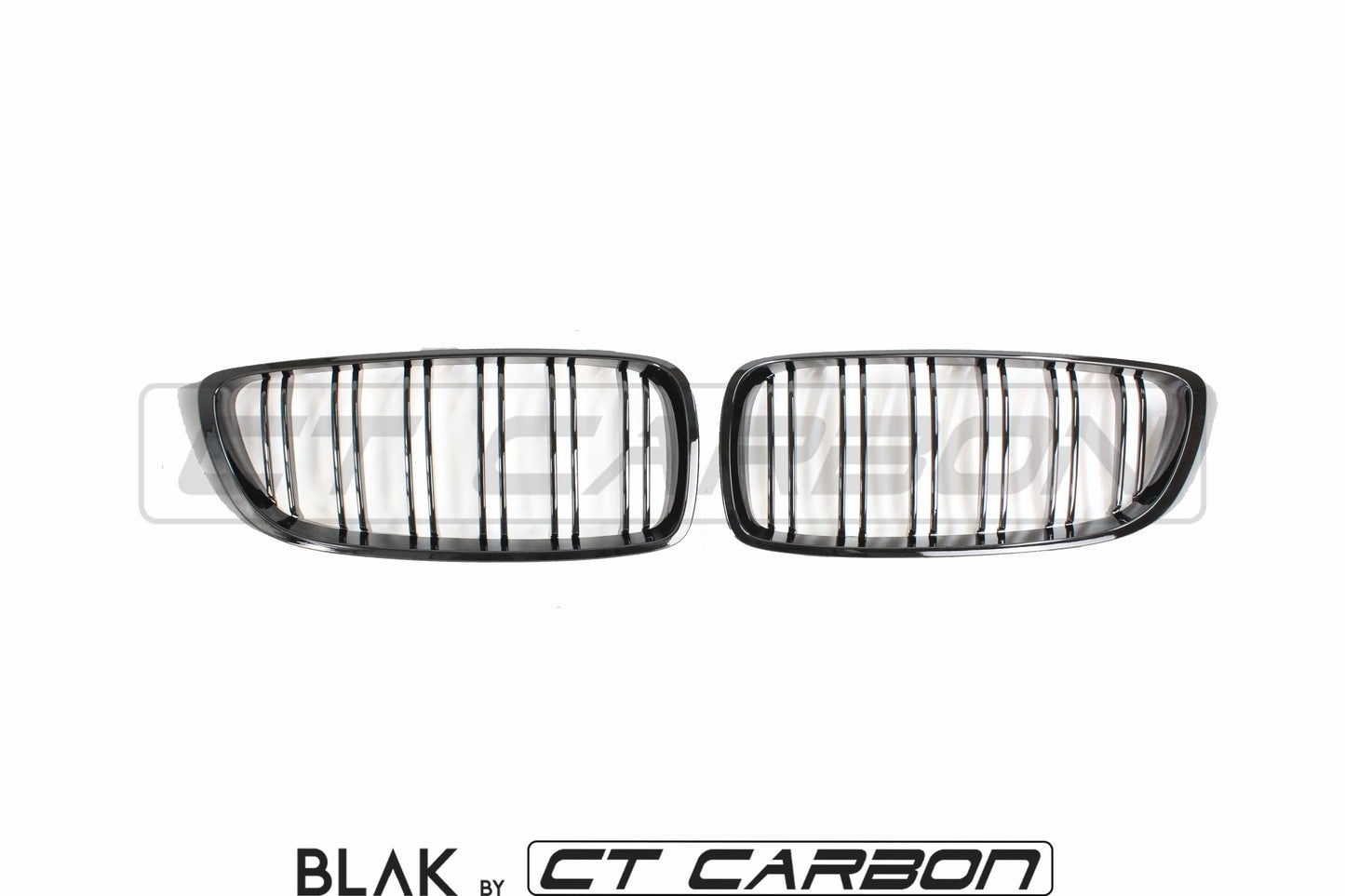 BMW M3 F80 2014-2020 Black Twin/Double Slat Kidney Grilles/Grills Front Grille Set – Blackout Shadowline Dechrome ABS OEM-Style Replacement for Saloon/Sedan – BLAK by CT Carbon