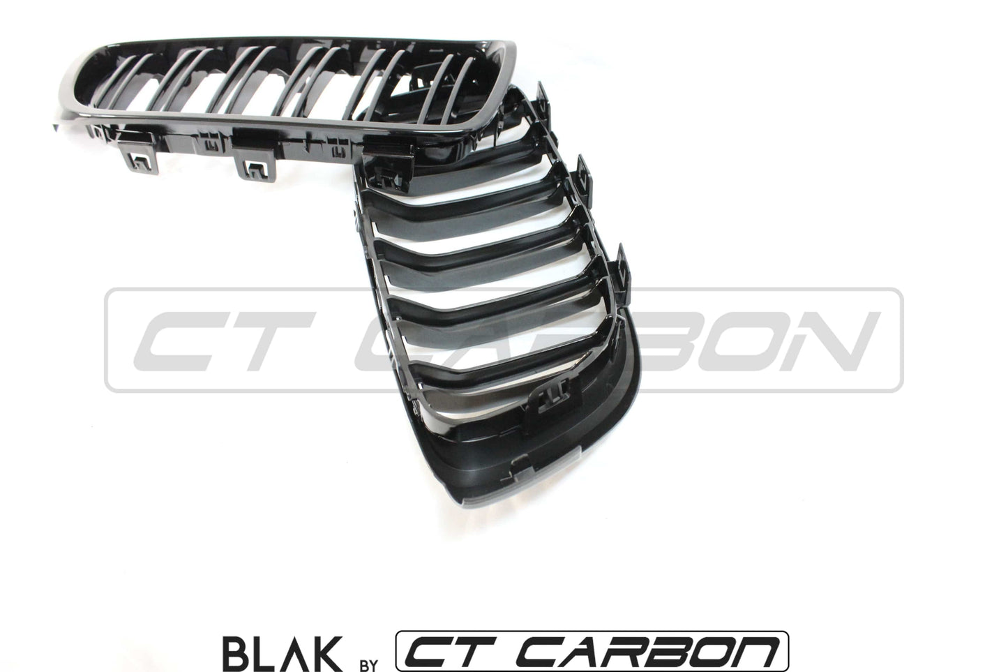 BMW M3 F80 2014-2020 Double Slat/Twin Bar Black Kidney Grilles/Grills Pair – Blak by CT Carbon | Front Radiator Grille Set | Shadowline Blackout M Performance Style ABS Replacement | OEM Fit