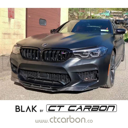 BMW M5 F90 & 5 Series G30/G31 Front Kidney Grille Set - Twin/Double Slat Black Shadowline/Shadow Line Dechrome M Style Radiator Grill Upgrade 2016+ (Saloon/Touring) | Replacement Blackout Grills by CT Carbon BLAK