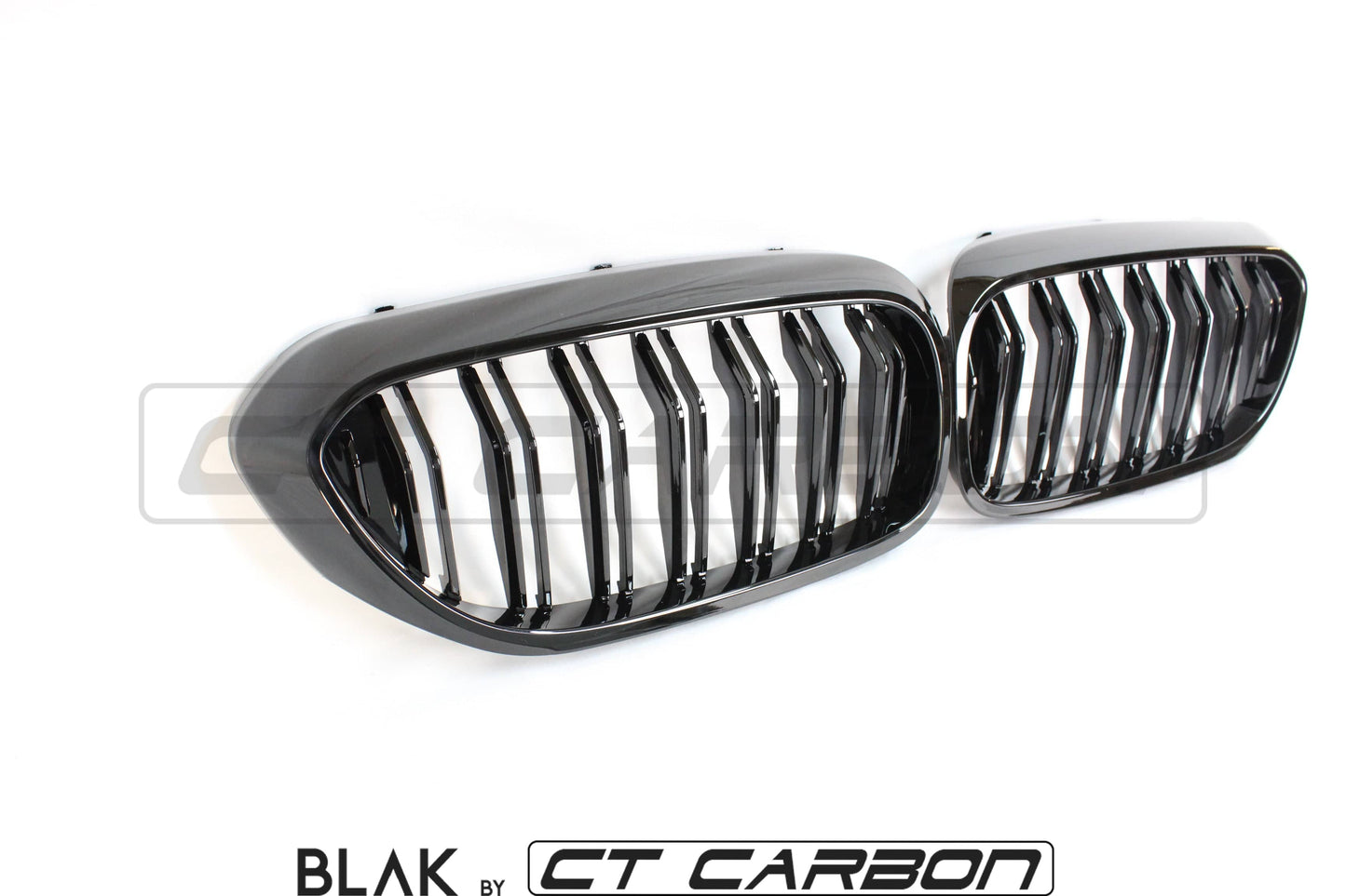 BMW M5 F90 (2017-2020) & 5 Series G30/G31 (2016+) Blackout Kidney Grilles - Twin/Double Slat M Performance Style Shadowline Replacement Front Radiator Grill Set | BLAK by CT Carbon