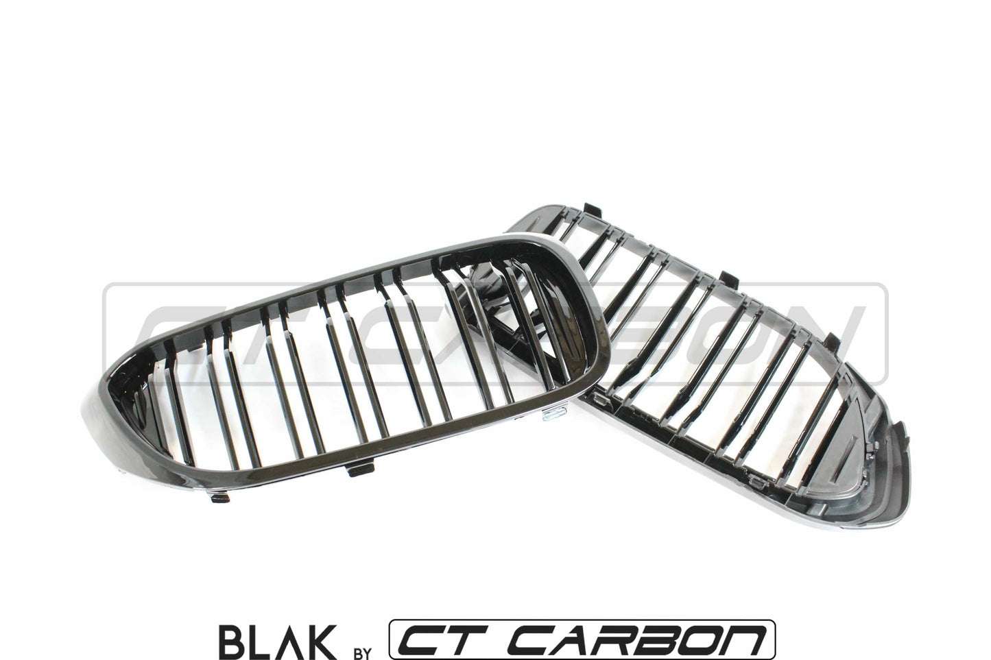 BMW M5 F90 & 5 Series G30/G31 Front Kidney Grille Set - Twin/Double Slat Black Shadowline/Shadow Line Dechrome M Style Radiator Grill Upgrade 2016+ (Saloon/Touring) | Replacement Blackout Grills by CT Carbon BLAK