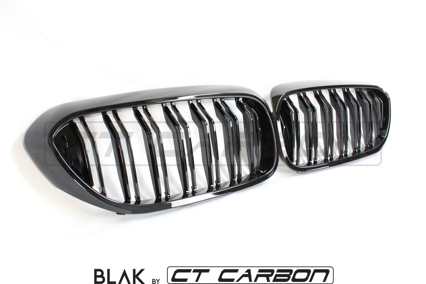 BMW M5 F90 & 5 Series G30/G31 Front Kidney Grille Set - Twin/Double Slat Black Shadowline/Shadow Line Dechrome M Style Radiator Grill Upgrade 2016+ (Saloon/Touring) | Replacement Blackout Grills by CT Carbon BLAK