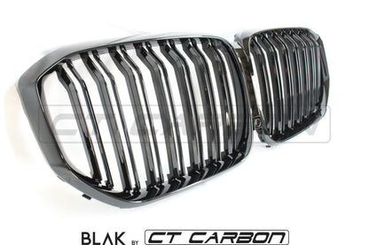 BMW X5 G05 2018+ Double Slat Kidney Grilles Black – BLAK by CT Carbon | M-Style Twin Bar Front Grill/Grille Replacement | Shadowline Dechrome Black Pack Radiator Grille Set | ABS Aftermarket Upgrade