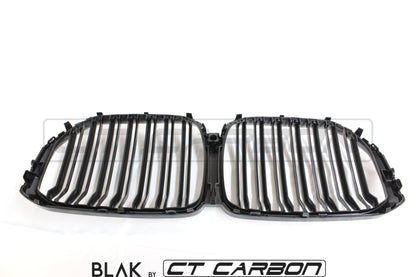 BMW X5 G05 Black Kidney Grilles/Grills Double Slat Twin Bar Front Radiator Grille Set 2018+ Shadowline Blackout Replacement Pair - BLAK by CT Carbon