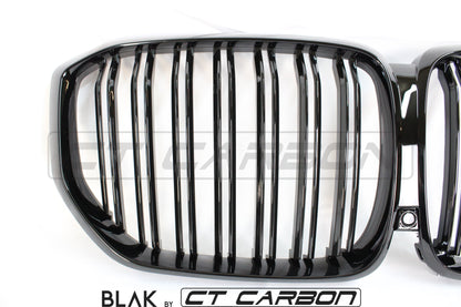 BMW X5 G05 Black Kidney Grilles 2018-on - Double Slat Twin-Bar Front Grill Replacement, Shadowline/Blackout Dechrome Radiator Grille Set - BLAK by CT Carbon