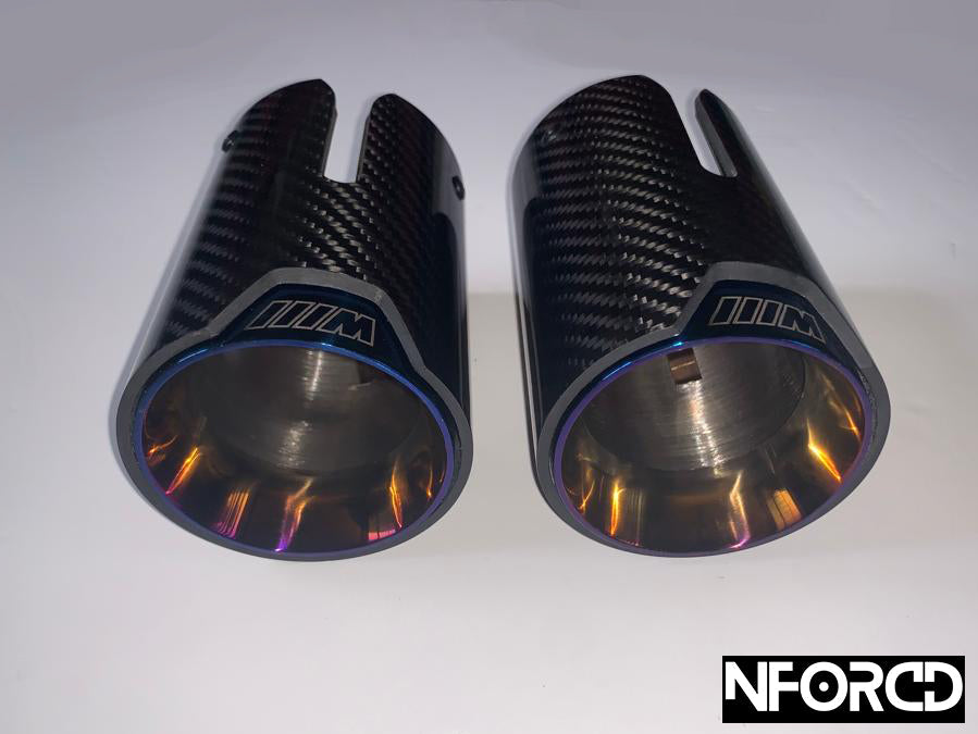 Pair of Blue BMW Exhaust tips for BMW's with a twin exit