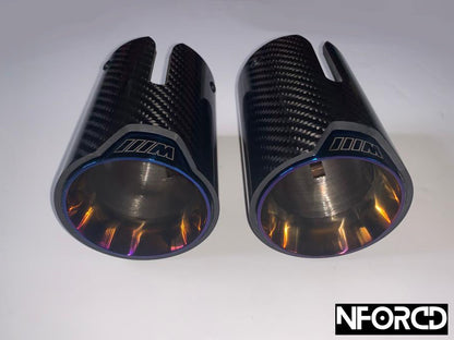 Pair of Blue BMW Exhaust tips for BMW's with a twin exit