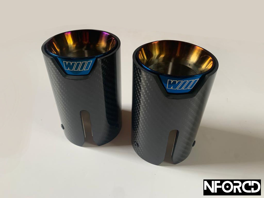Pair of Blue BMW Exhaust tips for BMW's with a twin exit
