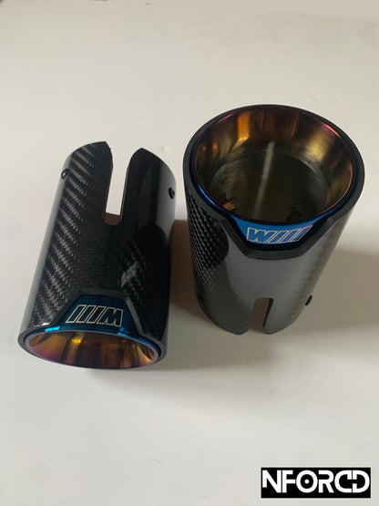 Pair of Blue BMW Exhaust tips for BMW's with a twin exit