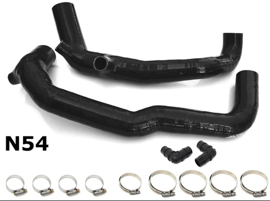 Burger Motorsports (BMS) N54 Silicone Turbo Inlet Pipes / Intake Hoses (1.75in & 2in, BMS034/BMS035) for BMW E82 E88 E90 E91 E92 E93 E60 E61 E89 – 1M, 135i, 335i/xi/is, 535i/xi, Z4 35i – High-Flow Induction Upgrade – RHD/LHD, Stock & Hybrid Turbos