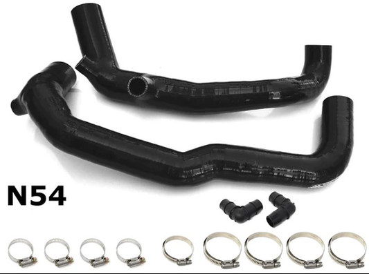 Burger Motorsports (BMS) N54 Silicone Turbo Inlet Pipes / Intake Hoses (1.75in & 2in, BMS034/BMS035) for BMW E82 E88 E90 E91 E92 E93 E60 E61 E89 – 1M, 135i, 335i/xi/is, 535i/xi, Z4 35i – High-Flow Induction Upgrade – RHD/LHD, Stock & Hybrid Turbos