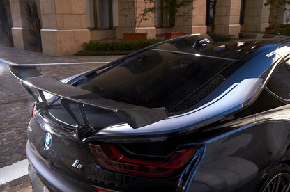 BMW i8 (I12) Carbon Fibre/Fiber Rear Wing Spoiler by 3D Design - GT Wing / Trunk Boot Spoiler - Pre-Preg 2x2 Twill Aero Upgrade Performance Carbon Wing