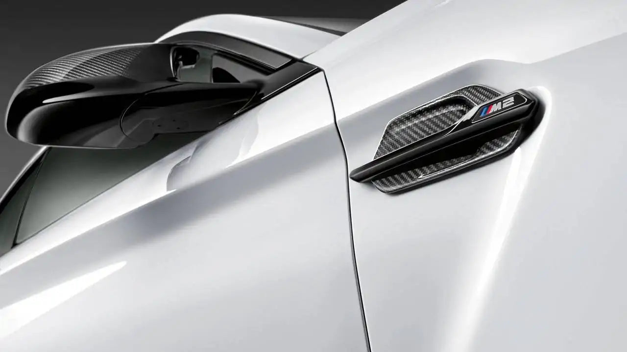 Genuine BMW M Performance Carbon Fibre Fender Grilles (Pair) for F87 M2 & M2 Competition  OEM Side Gills/Air Breathers  51712453942/51712453943
