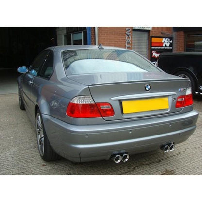 BMW M3 E46 S54 3.2 Axle-Back Rear Section Performance Exhaust Back Box/Backbox - Quad 3 Inch Tips Muffler Rear Silencer Upgrade, Bolt-On to OEM Centre Section