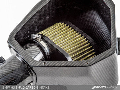 AWE Tuning S-FLO Carbon Fibre/Carbon Fiber Cold Air Intake Induction Kit, Sealed Carbon Airbox - BMW M3 F80 & M4 F82 F83 (F8X) S55 Twin-Turbo Performance Air Intake System