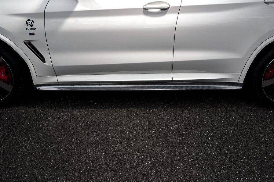 BMW X3 G01 & X4 G02 Carbon Fibre Side Skirts by 3D Design (2018+ LCI) – Full Length CFRP Side Skirt Extensions, Rocker Panel/Sill Extensions, Aero Side Splitters / Side Blades – Gloss Carbon Fiber Body Kit Upgrade for M Sport