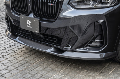 BMW X3 G01 LCI M Sport (2021+) Carbon Fibre (Carbon Fiber) Front Splitter / Front Lip Spoiler by 3D Design - CFRP Front Bumper Lip, Chin Spoiler, Facelift Lower Valance, OEM+ Japanese Aero Upgrade