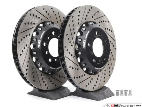 ECS Tuning 2-Piece Front Brake Discs/Rotors 360x30mm (Pair) – BMW M3 E90 E92 E93 (E9X) & 1M E82 – Semi-Floating, Drilled & Slotted Lightweight Performance Upgrade