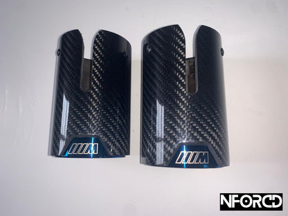 Pair of Blue BMW Exhaust tips for BMW's with a twin exit