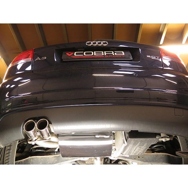 Audi A3 8P 2.0 TFSI Quattro 3dr Cat Back Exhaust | Cobra Sport 3 Inch (76mm) Stainless Performance Cat-Back System | 2.0T AWD Hatch | Resonated or Non-Resonated | UK Made Sports Exhaust Upgrade