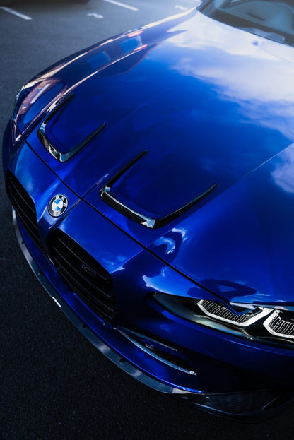 BMW M3/M4 G80 G81 G82 G83 Carbon Fibre/Fiber Bonnet/Hood Vent Covers Overlay Trim | Pre-Preg 2x2 Twill Gloss | G8X Engine Lid Vent Surrounds/Garnish by CT Carbon 2021+