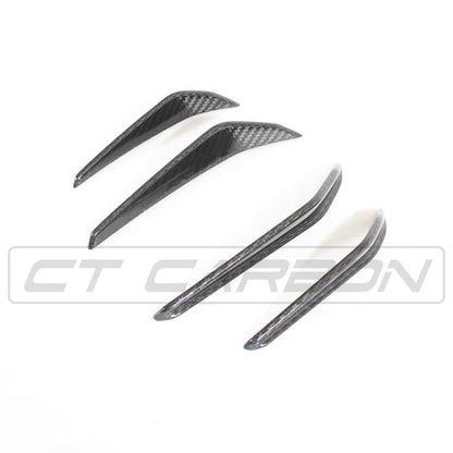 BMW M3/M4 (G80 G81 G82 G83) Carbon Fibre (Fiber) Front Bumper Canards – Dive Planes, Winglets, Aero Fins & Front Corner Splitters | CT Carbon Pre-Preg 2x2 Twill Gloss – G8X 2021+