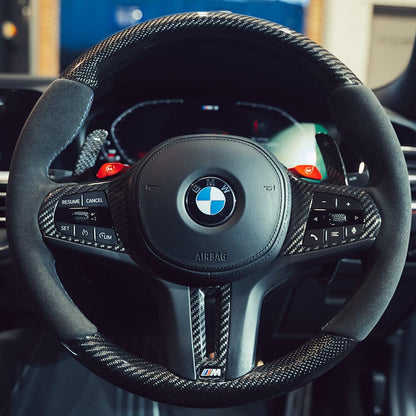CT Carbon BMW Steering Wheel & Paddle Shift Kit – Carbon Fibre (Carbon Fiber) Alcantara Rim + Dry Carbon Paddle Shifters | Retrofit for G8X M3/M4, G87 M2, G20 3 Series, G22 4 Series, G42 2 Series, F40 1 Series