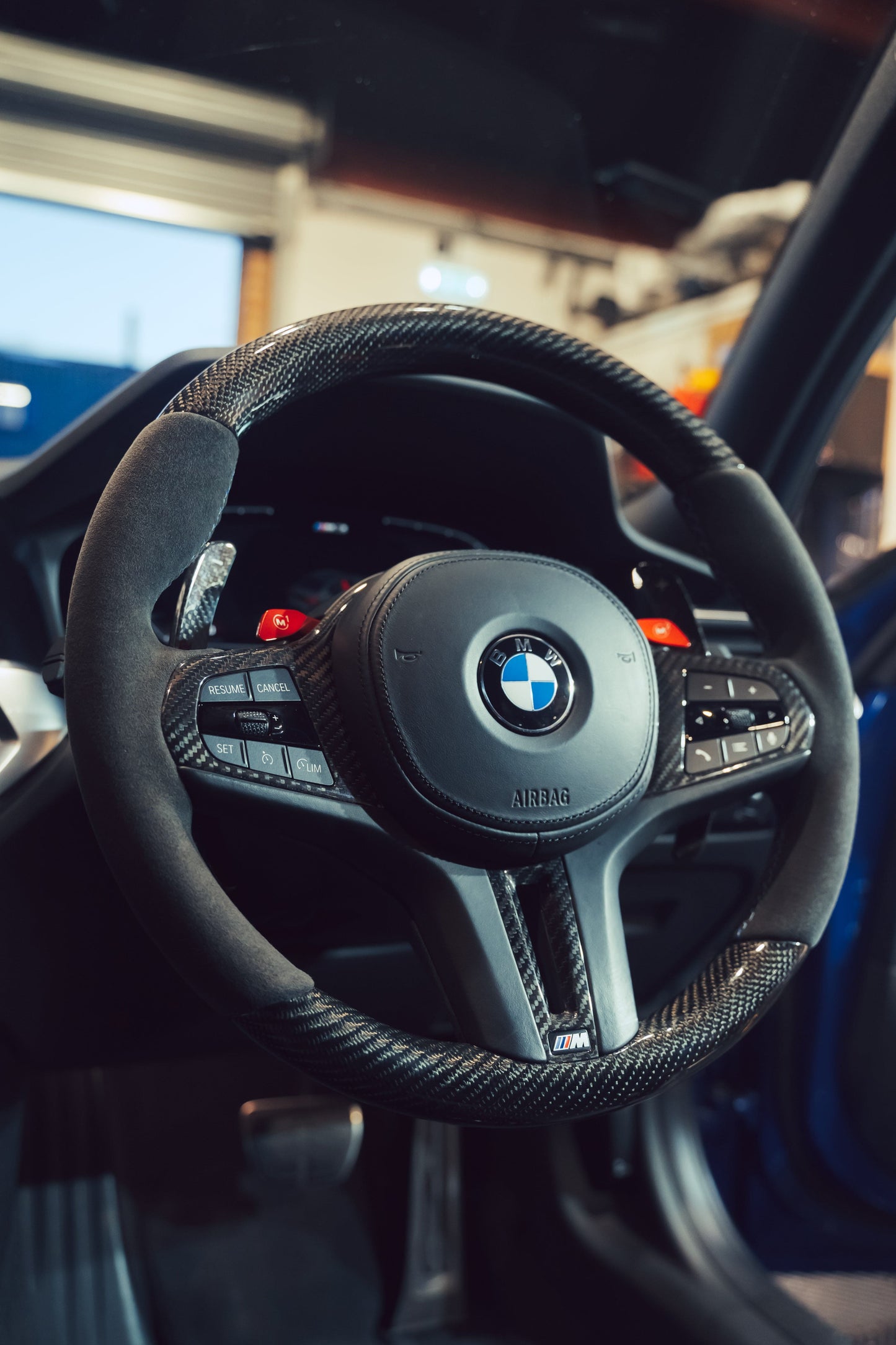 CT Carbon BMW Steering Wheel & Paddle Shift Kit – Carbon Fibre (Carbon Fiber) Alcantara Rim + Dry Carbon Paddle Shifters | Retrofit for G8X M3/M4, G87 M2, G20 3 Series, G22 4 Series, G42 2 Series, F40 1 Series