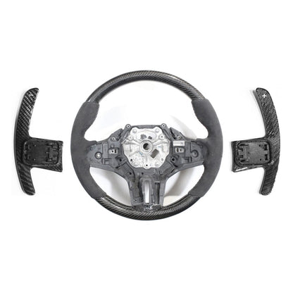 CT Carbon BMW Steering Wheel & Paddle Shift Kit – Carbon Fibre (Carbon Fiber) Alcantara Rim + Dry Carbon Paddle Shifters | Retrofit for G8X M3/M4, G87 M2, G20 3 Series, G22 4 Series, G42 2 Series, F40 1 Series