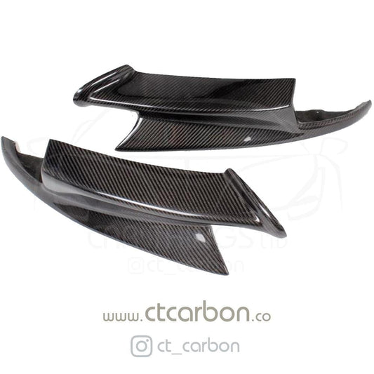 BMW M3 E90/E92 2007-2013 Carbon Fibre Front Bumper Canards / Dive Planes - M Performance Style Aero Fins Corner Splitters - E9X OE Fitment (E90 Saloon & E92 Coupe)