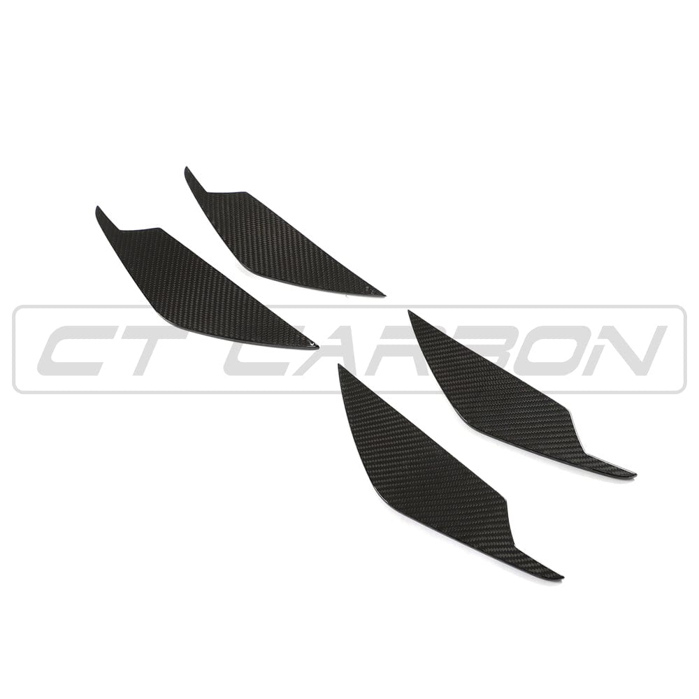 BMW M3/M4 G80 G81 G82 G83 Carbon Fiber/Fibre Front Bumper Canards/Side Canards & Dive Planes – Bumper Winglets/Aero Fins (Dry Pre-Preg CFRP) by CT Carbon – Track-Style Corner Flicks Upgrade G8X