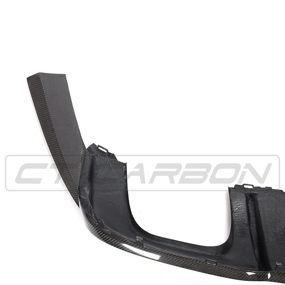Audi A3 S-Line & S3 8V Facelift Saloon/Sedan Carbon Fibre/Fiber Rear Lower Diffuser - CT Carbon Gloss Rear Valance/Splitter/Lip, Rear Bumper Insert (2017-2020)