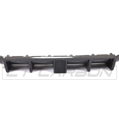 Audi A3 S-Line & S3 8V Facelift Saloon/Sedan Carbon Fibre/Fiber Rear Lower Diffuser - CT Carbon Gloss Rear Valance/Splitter/Lip, Rear Bumper Insert (2017-2020)