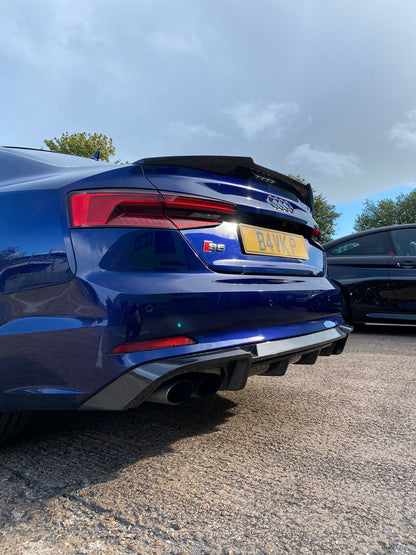 Audi A5 S-Line & S5 (B9 2017-2021) Carbon Fibre Rear Diffuser | Valance | Splitter | Lip - CT Carbon Gloss Rear Bumper Insert/Lower Spoiler/Apron Undertray Trim