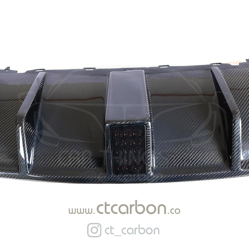 CT Carbon Rear Diffuser for Audi RS3 8V Saloon/Sedan (2015-2020 Facelift) – Carbon Fibre Rear Valance/Skirt/Splitter with LED F1/DTM Centre Brake Light, OEM+ Rear Bumper Upgrade