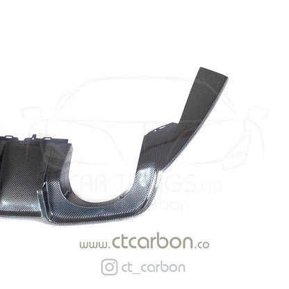 CT Carbon Rear Diffuser for Audi RS3 8V Saloon/Sedan (2015-2020 Facelift) – Carbon Fibre Rear Valance/Skirt/Splitter with LED F1/DTM Centre Brake Light, OEM+ Rear Bumper Upgrade