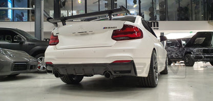 BMW 2 Series F22/F23 (2014–2020) Carbon Fiber/Fibre Rear Diffuser – M Performance Style Rear Valance/Splitter/Lip for M Sport Bumper, Gloss – CT Carbon Rear Bumper Insert Coupe & Convertible