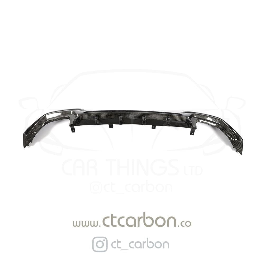 BMW 3 Series G20 Saloon Carbon Fibre (Carbon Fiber) Rear Diffuser Quad Exit Quad Tip (Dual Twin) Gloss Carbon Rear Valance/Skirt/Apron/Splitter Bumper Insert OEM+ Styling 2018-2022 CT Design